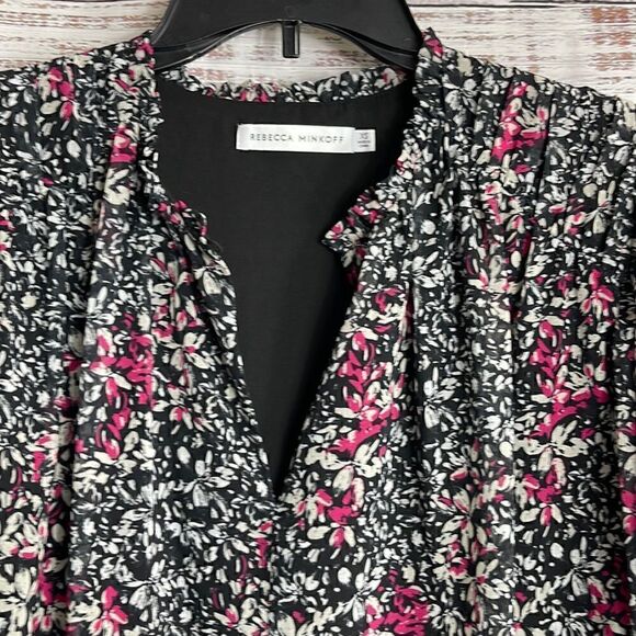 Rebecca Minkoff Top Womens size XS chiffon Blouse Floral Billie Boho preppy - Picture 2 of 14